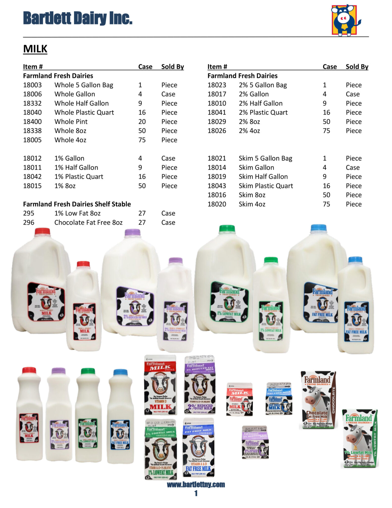 Product Catalog Bartlett Dairy A New York Milk Company