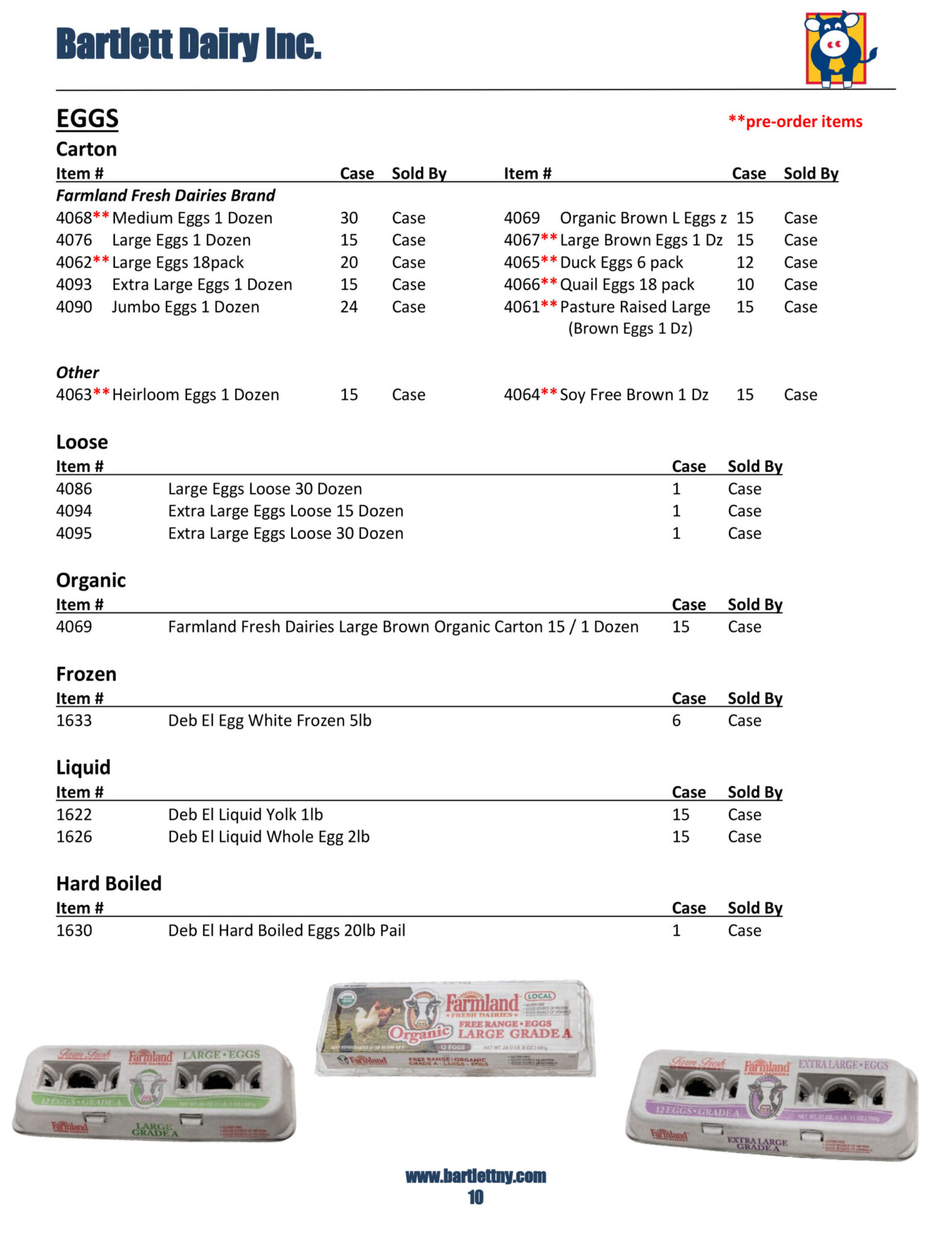 Product Catalog Bartlett Dairy A New York Milk Company