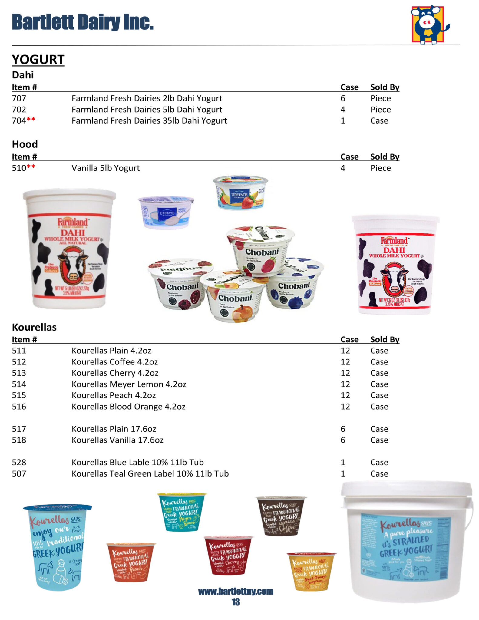 Product Catalog Bartlett Dairy A New York Milk Company