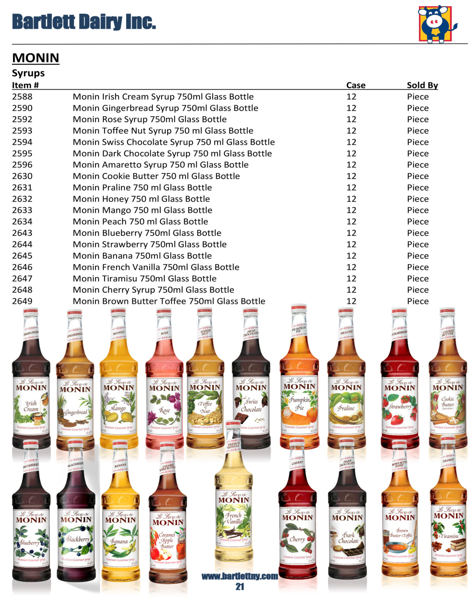 Product Catalog Bartlett Dairy A New York Milk Company