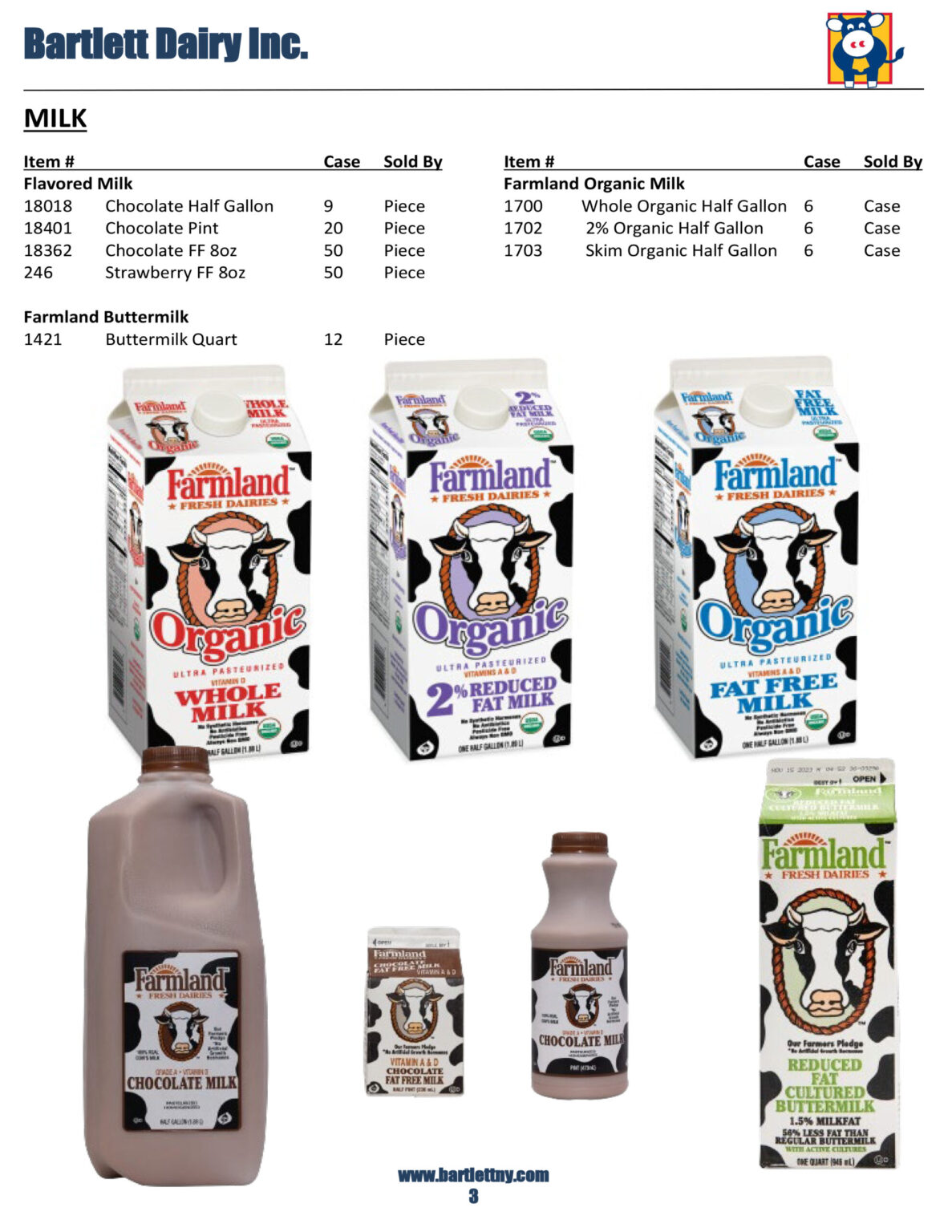 Product Catalog Bartlett Dairy A New York Milk Company