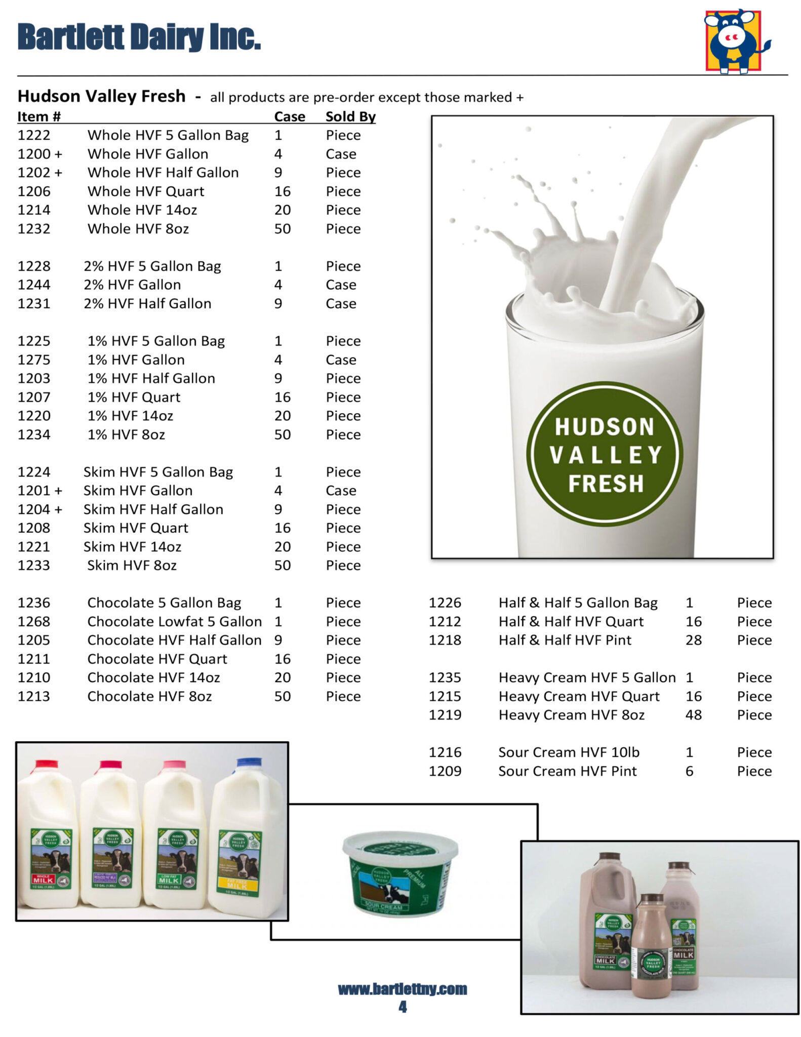 Product Catalog Bartlett Dairy A New York Milk Company