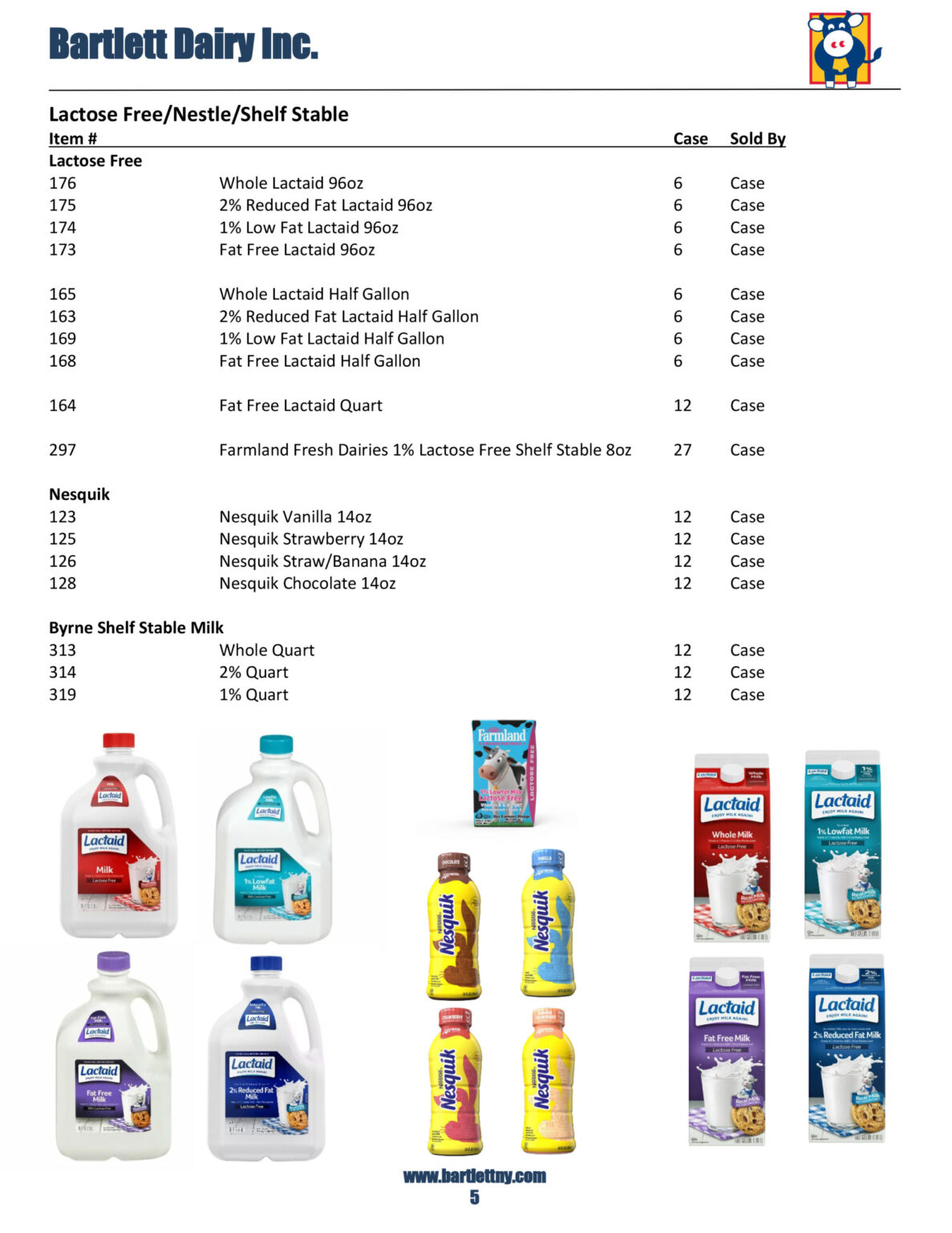 Product Catalog Bartlett Dairy A New York Milk Company
