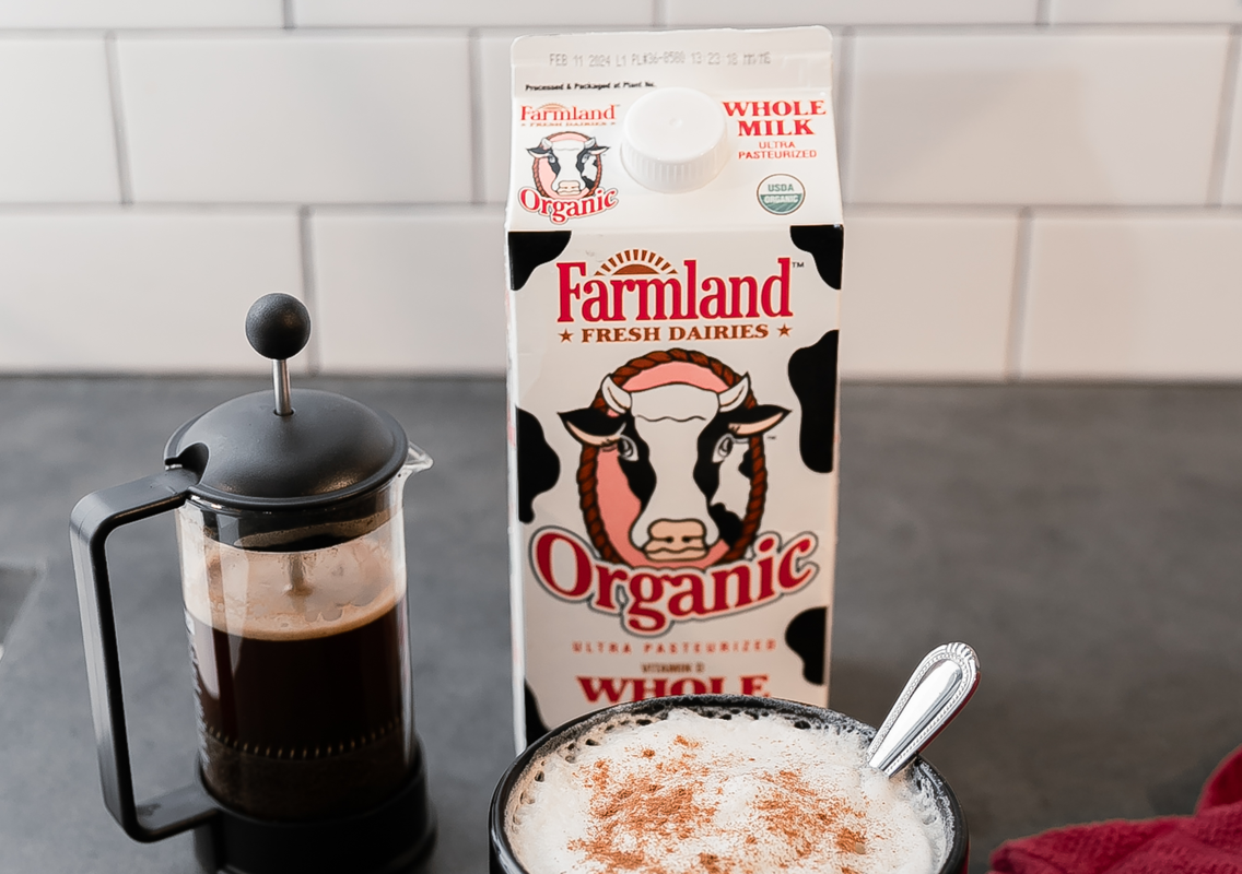 farland organic milk container with coffee